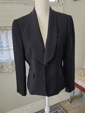 Classic Black Pinstripe Blazer